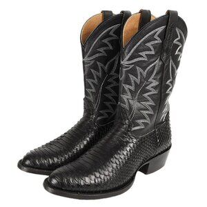 Cody James Black Exotic Python Round Toe Western Cowboy Boots 10D